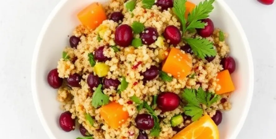 Salade de quinoa aux cranberries et aux oranges