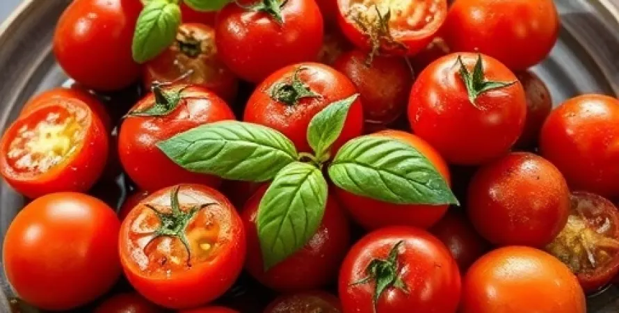 Tomates au balsamique avec poireaux et basilic