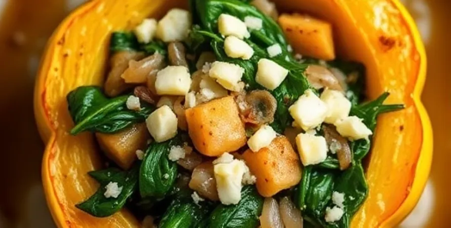 Courge farcie aux épinards