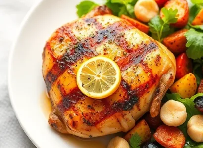 Poulet grillé au miel et thym