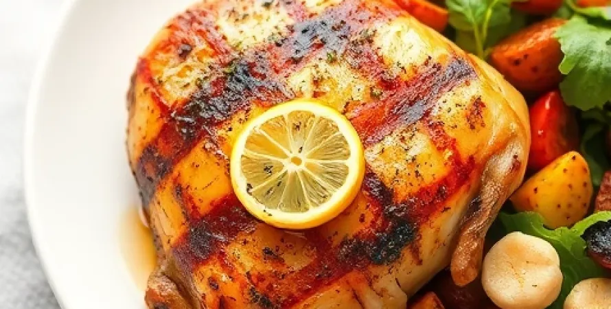 Poulet grillé au miel et thym
