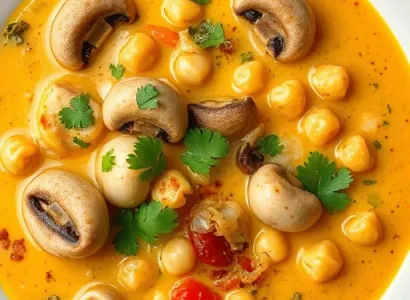 Curry de dokra, champignons et pois chiches