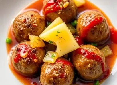 Boulettes de viande hachée aux morceaux d'ananas