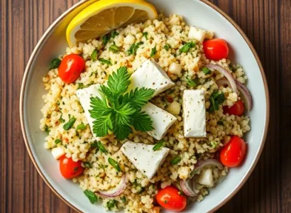 Salade de couscous aux herbes et au fromage de chèvre