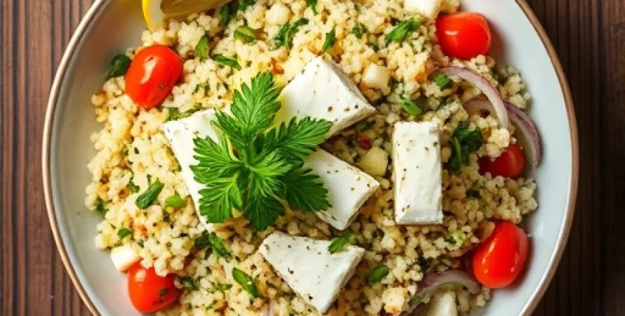 Salade de couscous aux herbes et au fromage de chèvre