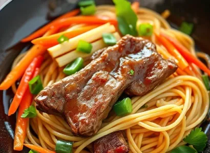 Nouilles aux légumes et boeuf