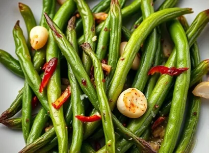 Haricots verts rôtis au garlic épicé