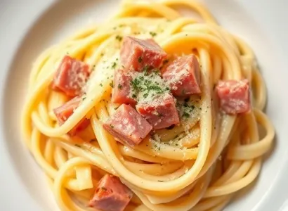 Fettuccine crémeux au jambon