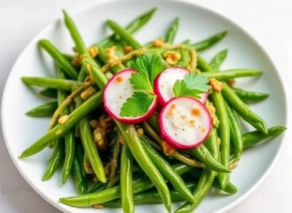 Haricots verts à la vinaigrette de noix
