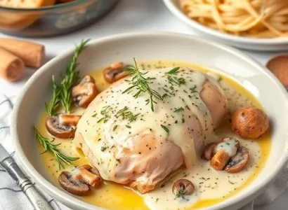 Poulet au romarin avec sauce aux champignons