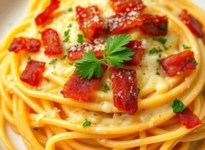 Spaghetti au fromage et lard