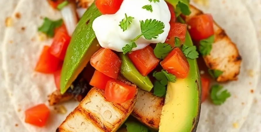 Tortilla au poulet et avocat