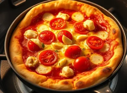 Pizza cuite au four en poêle