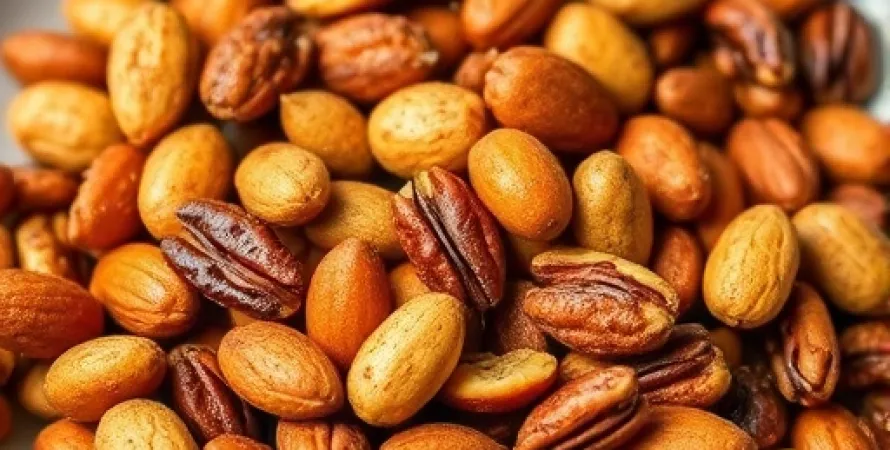 Mélange d'amandes, de pecanes et de noix de peanuts aux épices