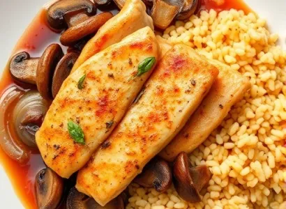 Poulet aux champignons avec couscous