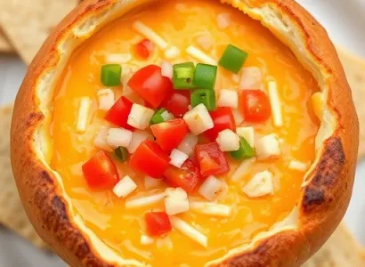 Dip de Fromage Mexicain dans un Bol de Pain