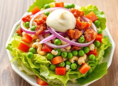 Salade étages au fromage et bacon