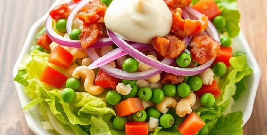 Salade étages au fromage et bacon