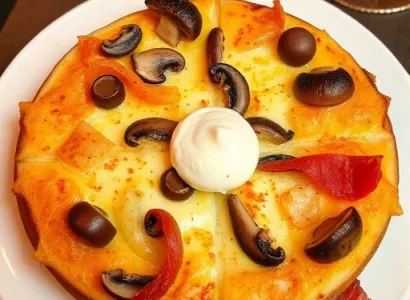 Gratin de jambon, fromage et champignons