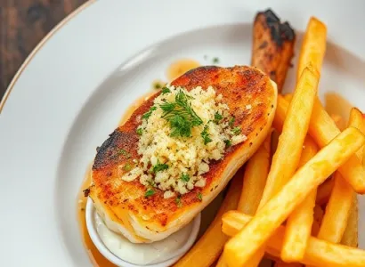 Poisson pané au four avec frites de pomme de terre