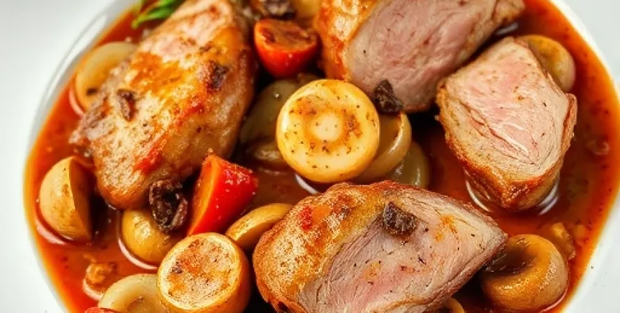 Côtes de porc à la sauce bourguignonne