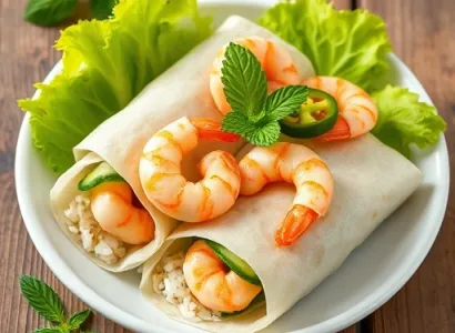 Rouleaux de crevettes aux concombre