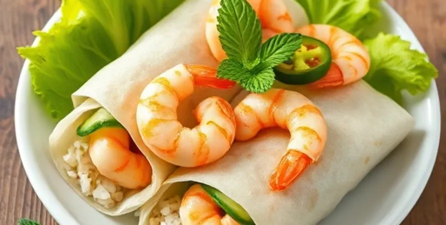 Rouleaux de crevettes aux concombre