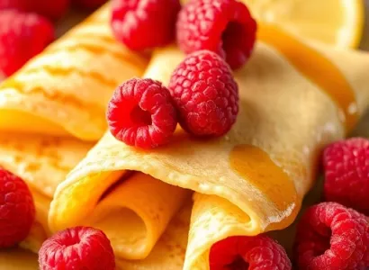 Crepes aux framboises et au citron