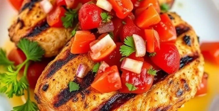 Poulet grillé avec salsa tomate et framboise