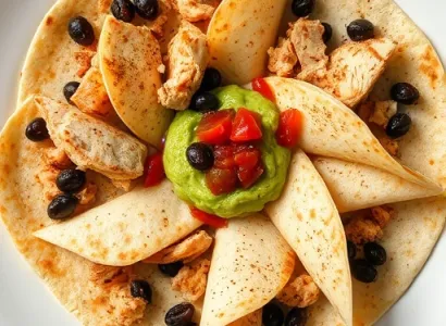 Tortillas au poulet et aux haricots noirs