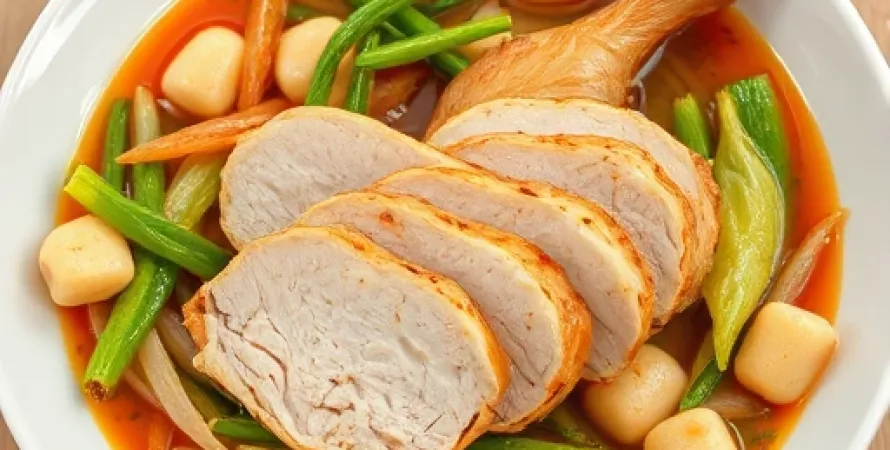 Poulet chaud au pasta
