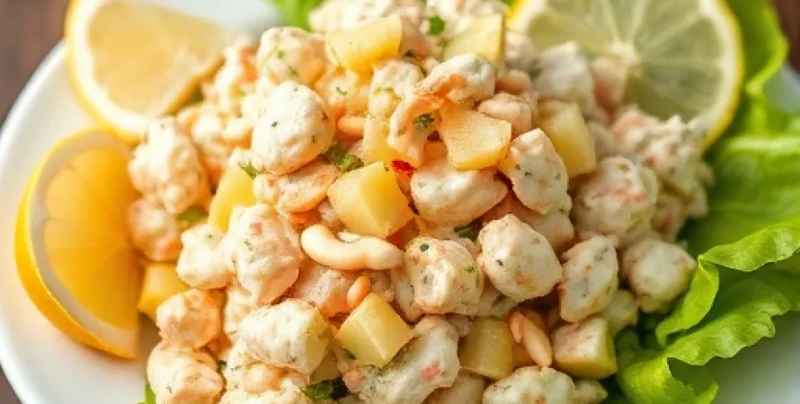 Salade de crabe imitation aux pois gourmands et châtaignes d'eau