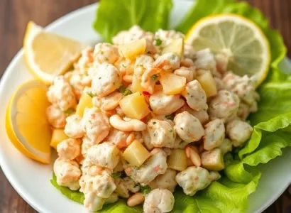 Salade de crabe imitation aux pois gourmands et châtaignes d'eau