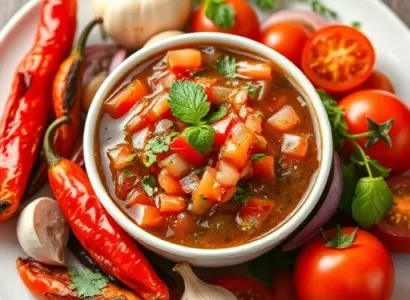 Salsa maison à l'ail et aux poivrons