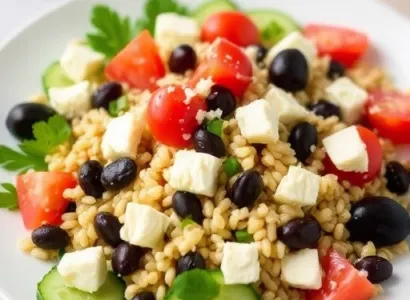 Salade grecque avec orzo et pois noirs