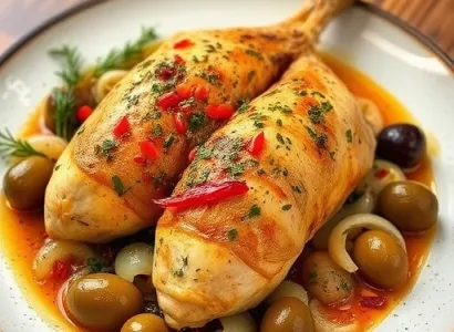 Poulet mariné avec poivrons et origan