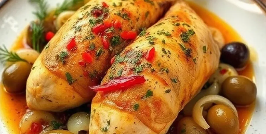 Poulet mariné avec poivrons et origan