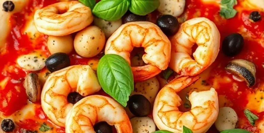 Pizza aux crevettes et fromage