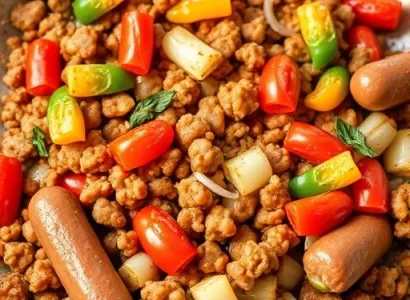 Saucisses et viande hachée au paprika