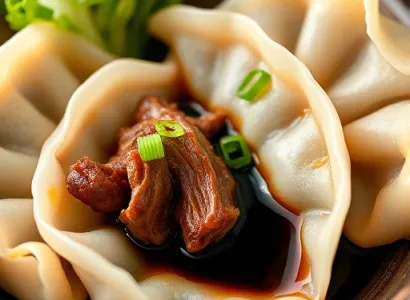 Gyoza de boeuf à la sauce vinaigre noir