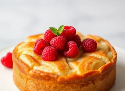 Gâteau aux pommes et framboises
