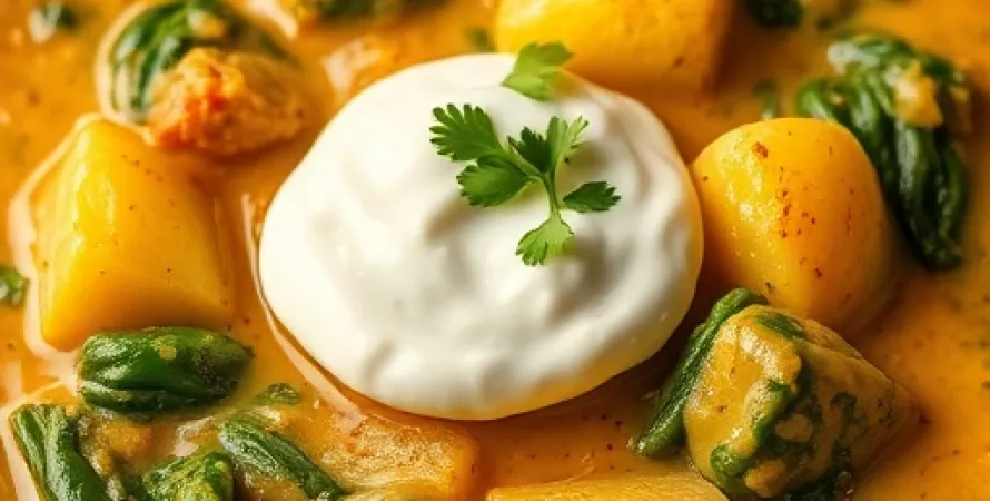 Curry de pommes de terre et épinards