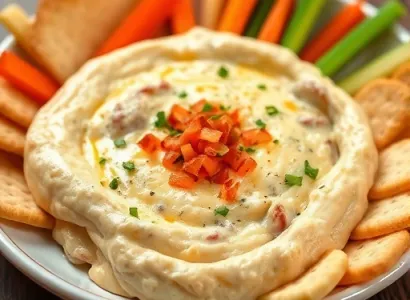 Dip à l'oignon, fromage et bière