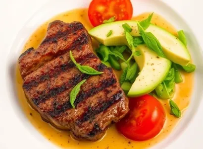 Steak au Chili avec Salade Avocat Tomate