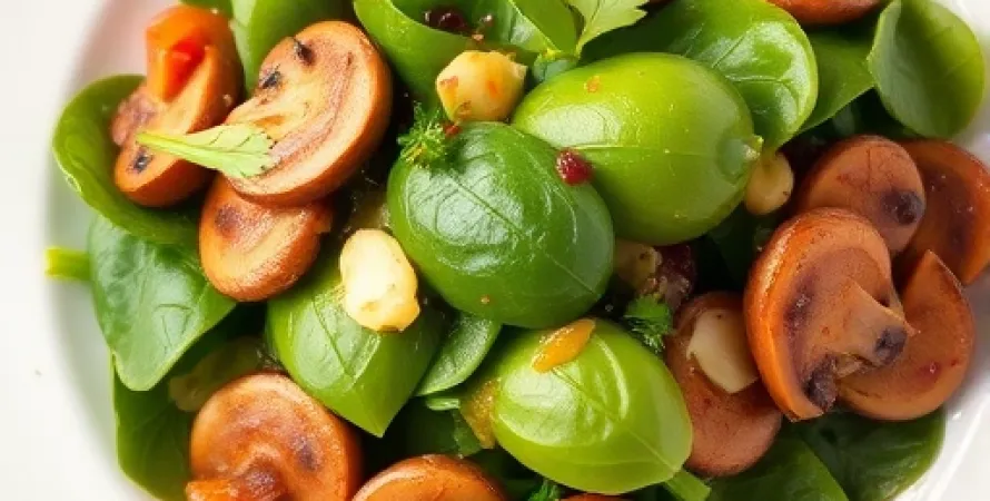 Salade d'épinards aux champignons sautés
