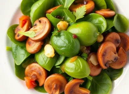 Salade d'épinards aux champignons sautés