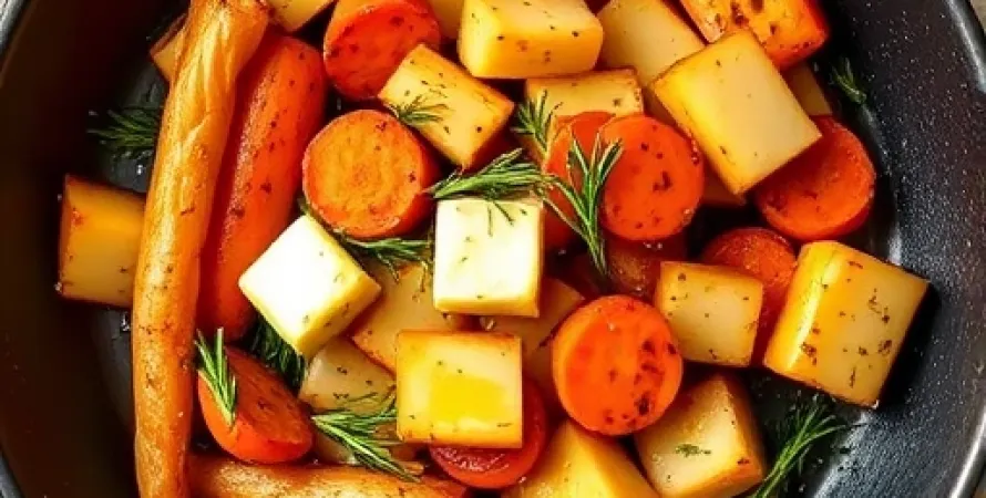 Parnips et carottes sautés au miel et romarin