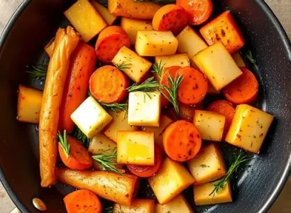 Parnips et carottes sautés au miel et romarin