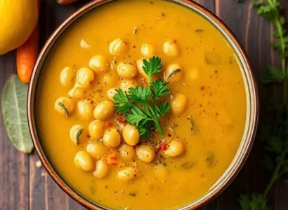Potage de pois cassés au citron