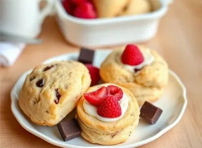 Scones aux framboises et au chocolat